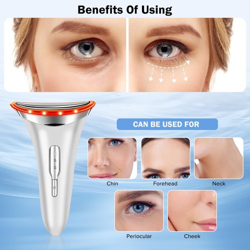 7-in-1 Face and Neck Care, Multi-Function Facial and Neck Skin Care for Home Use, 7 Color, White