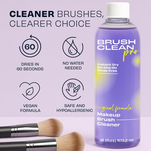 Original Lavender Makeup Brush Cleaner - Professional Cleanser for Makeup Brushes - Quick-Drying, Rinse-Free Formula - Removes Stubborn Waterproof Make Up, 16 oz