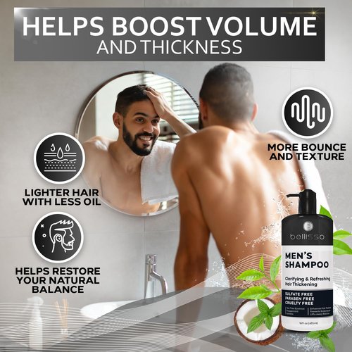 **Skiennix Shampoo for Men - Tea Tree Oil & Peppermint - Sulfate & Paraben Free, Clarifying Formula for Oily Hair**