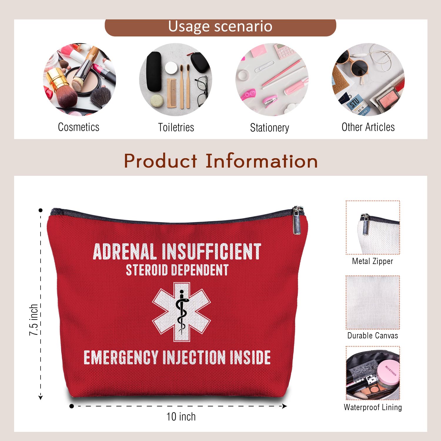 Zomhix Nurse Doctor Medical Bag,Nurse Travel Adrenal Insufficiency,Emergency Injection Bag for Travel