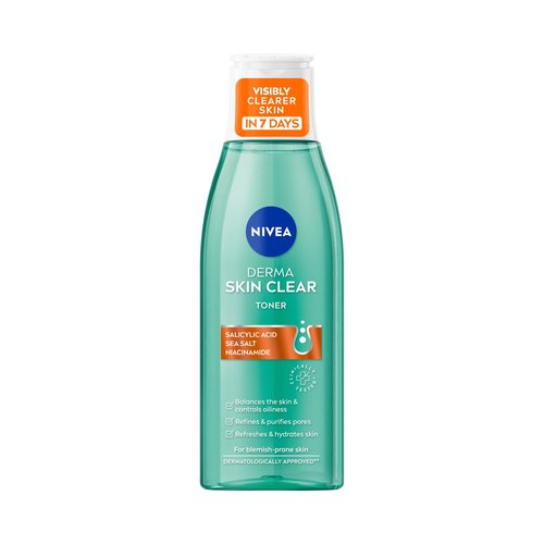 NIVEA Derma Skin Clear Toner/Cleansing Lotion for Skin Prone to Imperfections, 200 ml – a gentle facial toner designed to help balance, cleanse, and refresh look prone to blemishes and excess oil