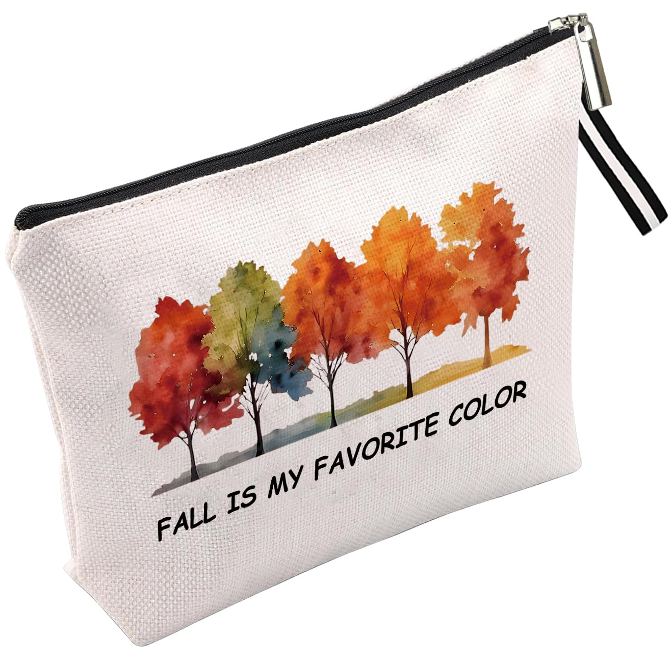 WLWLGLUCK Autumn-Inspired Cotton-Linen Portable Cosmetic Bag with Waterproof Surface - Fall is My Favorite Color Autumn Themed Makeup Bag for Her