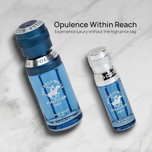 Beverly Hills Polo Club Men's Eau De Toilette Aqua - Long-Lasting Fragrance, 2.2 Fl Oz Total (1.7oz + 0.5oz Travel)