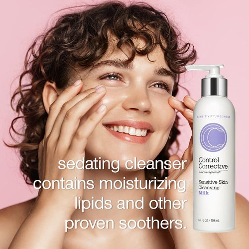 CONTROL CORRECTIVE Sensitive Skin Cleansing Milk - Creamy Calming Cleanser With Aloe Vera & Chamomile | 6.7 Oz