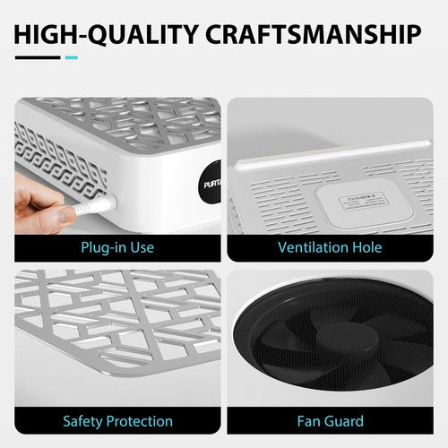 Purtato Nail Dust Collector, Powerful Vacuum Fan Vent Dust Collector Extractor Dust Suction Machine for Acrylic Nails Polishing, Nail Salon,White