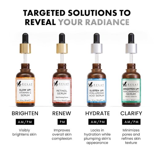 Eclat Skincare Hydrating Hyaluronic Acid Serum - Moisturizing & Plumping Formula with Green Tea & Jojoba Oil | 1 Fl Oz