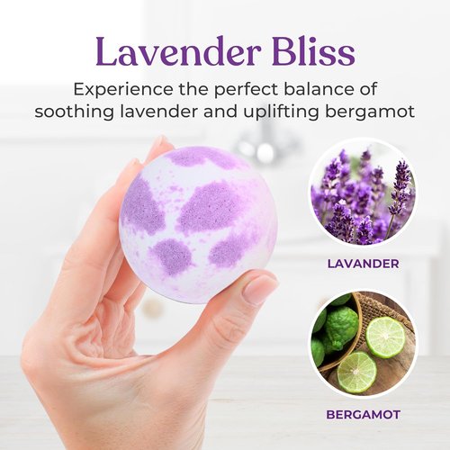 Lavender Bath Bombs by [Brand Name] - Mega Foaming & Moisturizing with Shea Butter - 3 x 100g Gift Set for Stress Relief