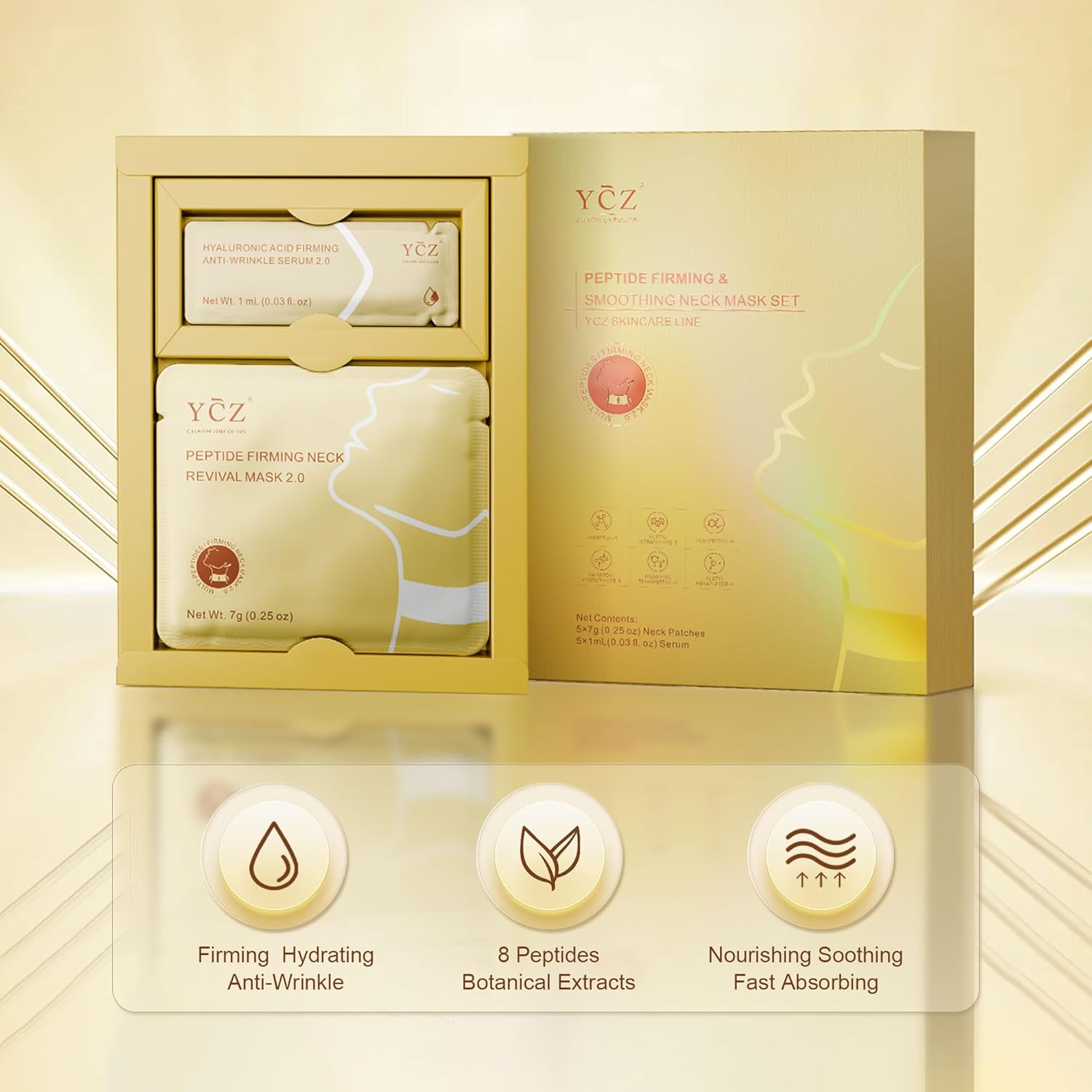Ycz Firming Neck Mask | Deep Hydration & Collagen Anti-Wrinkle Patches with 8 Peptides