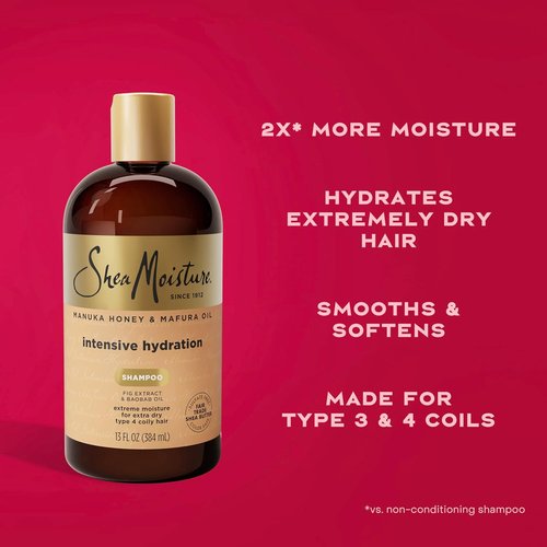 SheaMoisture Intensive Hydration Shampoo - Manuka Honey & Mafura Oil for Dry, Damaged Hair | 13 fl oz
