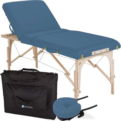 Earthlite Portable Massage Table Package - Avalon with Reiki Endplate, Premium Flex-Rest Face Cradle & Strata Cushion (30”x73”)