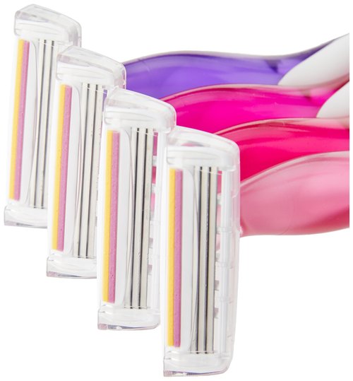 BIC Soleil Scent 3-Blade Lady Razor with Lubricating Strip for a Smooth shave and Easy Grip Handle, Pack of 4