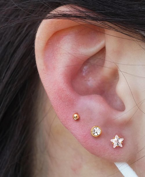 KRFY Ear Piercing Kit Sets, Disposable Stainless Steel Ear Piercing Gun with Preloaded Stud Earrings for Women, Self Pierce Studs Kit Tool, Flat Back Hoop Earrings Cartilage Jewelry One Gold Plated