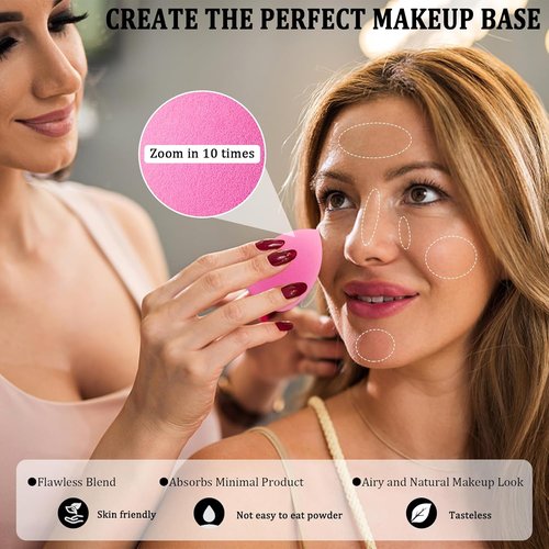 Skiennix 12-Piece Makeup Sponge Set - Latex-Free Flawless Soft Face Puffs for Powder & Liquid Makeup