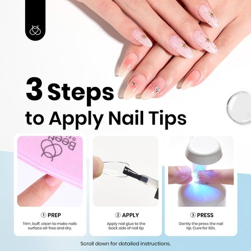 beetles Gel Polish 9 In 1 Gel Nail Glue for Clear Acrylic Nail Tips 2 Pcs 15ml Long Lasting Nail Gel Kit for False Nails Tips, Base Blooming Nail Gel, Spring Nail Art, U V Light Required