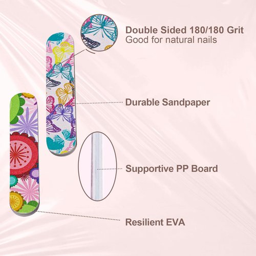 Mini Nail Files, Colorful Emery Boards for Nails Double Sided 180 Grit Emory, Gifts Bulk Fingernails Manicure Tools Shaping Buffing Smoothing Filers Cute 3.5” (100 Pcs Colorful 180 Grit 3.6 in)