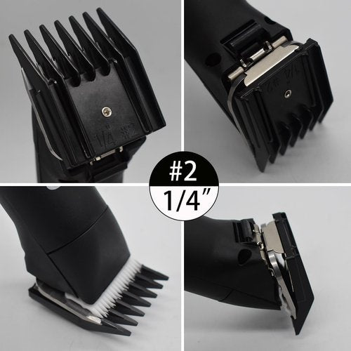 4 Pieces Professional A5-Style Animal Clipper Attachment Guard Guide Cutting Combs Set 76926-900, 1/8", 1/4", 3/8", 1/2", Compatible with Oster Classic 76 A5 Andis AG BG Wahl KM Pet Groomers (Black)