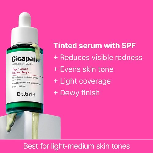 Dr.Jart+ Cicapair Tiger Grass Camo Drops - Tinted Serum SPF 35 with Centella Asiatica | Korean Skin Care Makeup Hybrid, 1.01 Fl Oz