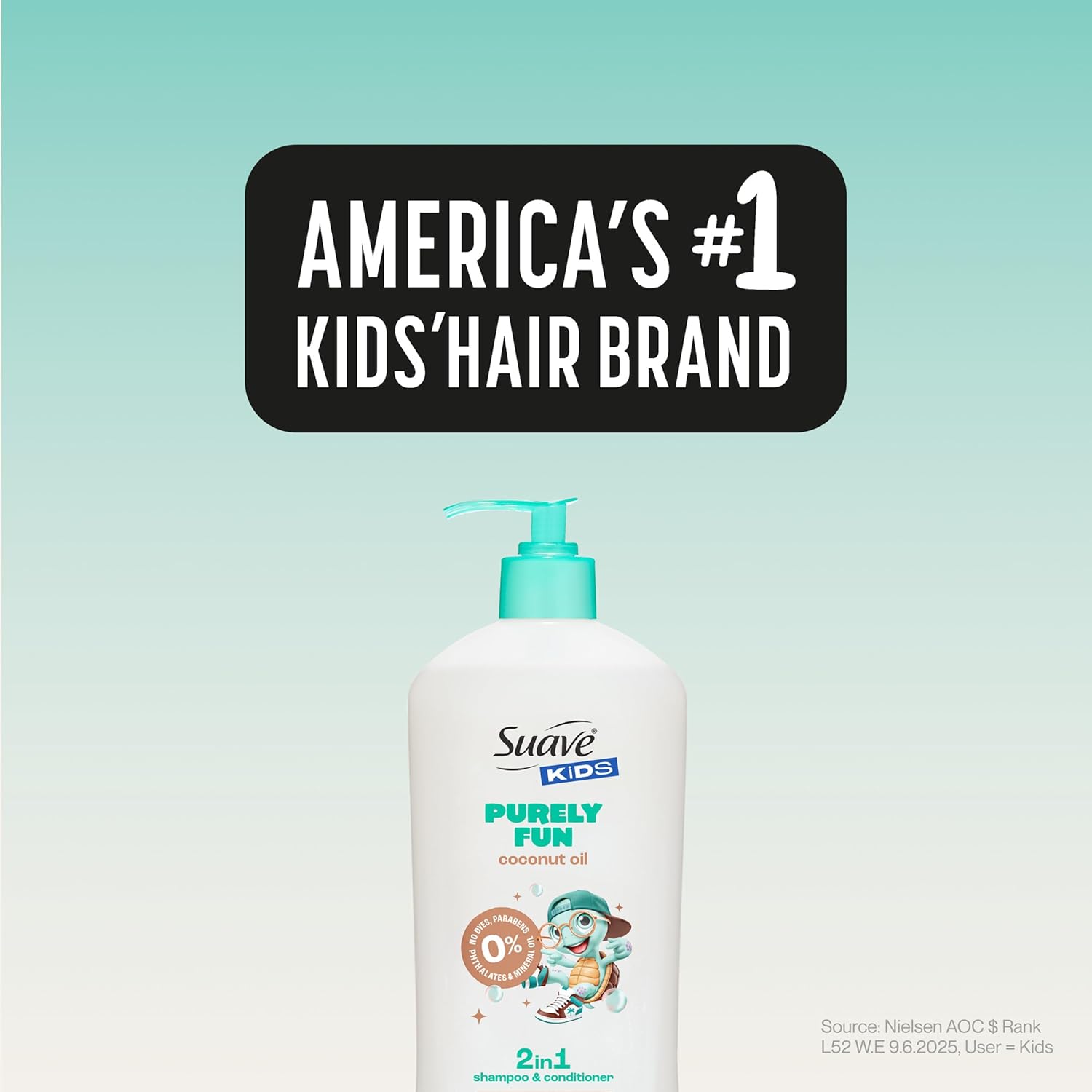 Suave Kids 2-in-1 Shampoo & Conditioner - Tear-Free, Hypoallergenic Coconut Oil Formula | 18 FL OZ, 6 Count