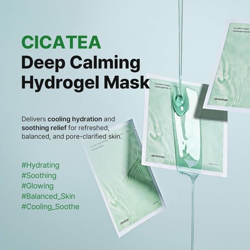 Cicatea Deep Calming Hydrogel Mask - Hydrating & Pore Minimizing with Centella Asiatica | 35g x 4 Pack