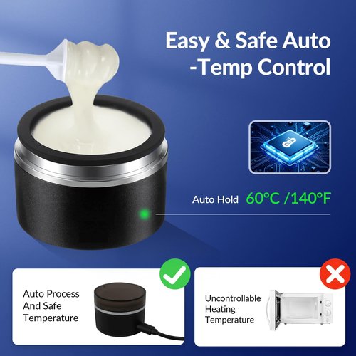 Nose Wax Kit Men & Nose Hair Wax Kit with 100g Wax Beads,20 Sticks, Mini Wax Warmer, Mini Wax Kit,Fast Heat, Smart Constant Temp, Portable Nose Hair Wax Kit，for Facial Eyebrows/Lips (Black-USB)