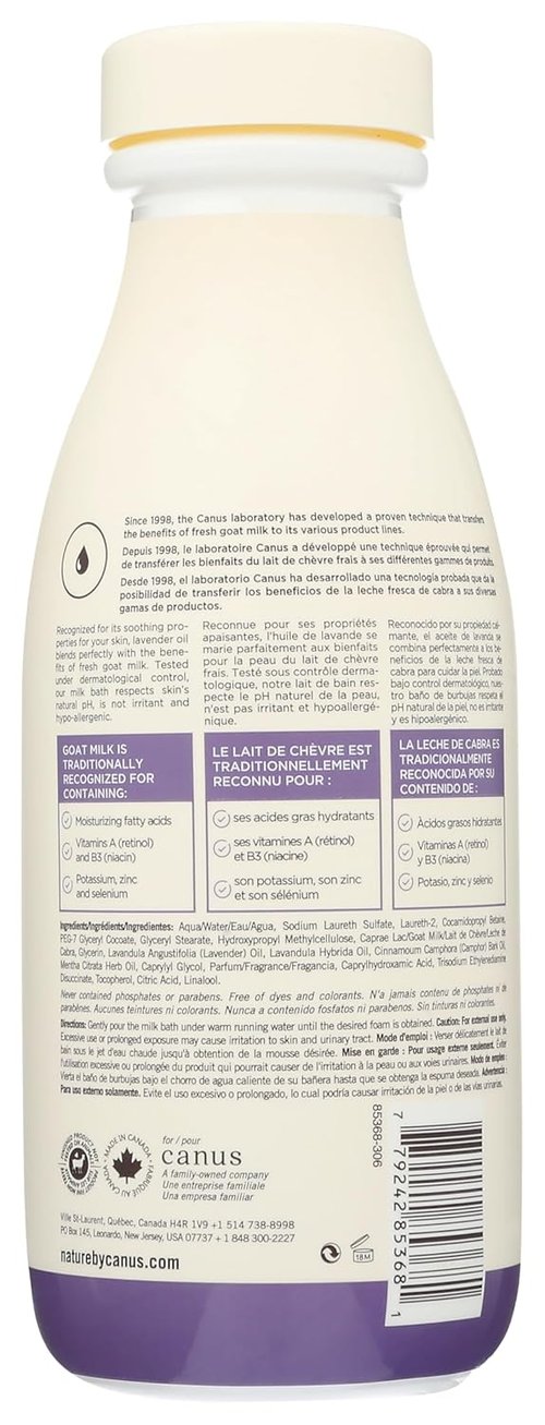 Nature by Canus Foaming Milk Bath - Smoothing Lavender Oil with Fresh Canadian Goat Milk | 27.1 Fl Oz