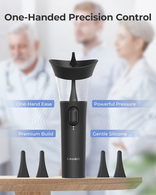 KAUGIC Manual Ear Wax Cleaner – Safe, Comfortable & Easy to Use Seamless One-Hand Operation, Black