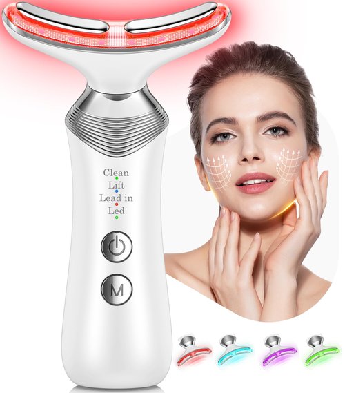 Face Massager Tool for Face and Neck, 7-in-1 Facial Neck Massager Tool with 4 Modes, Beauty Device Facial Massage for at-Home Skin Care or Travel Use