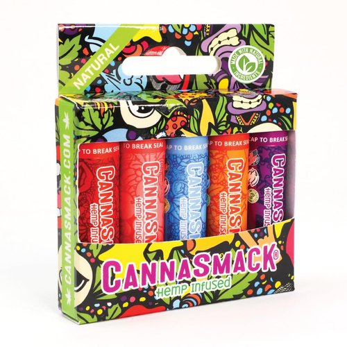 CannaSmack Natural Hemp Lip Balm - Soothe & Moisturize Lips | 5 Flavor Options - Mango, Tropical, Peach, Berry, Cherry