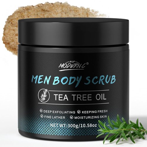 Skiennix Men’s Body Scrub - Exfoliating Tea Tree Oil Formula for Smooth Skin | 10% AHA, 2% BHA