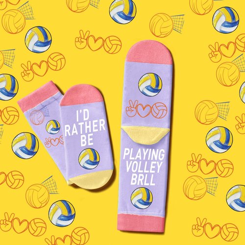 Flotreif Volleyball Gifts for Girls, Cute Volleyball Gift Set with Socks, Earrings, Makeup Bag & Stickers, Teen Girl Volleyball Player Birthday Gifts