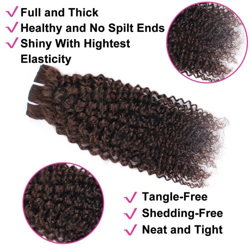 Chocolate Brown Kinky Curly Clip Ins 12 Inch 3C 4A Curly Clip In Hair Extension Real Human Hair Brazilian Remy Human Hair Extensions Double Weft 8Pcs 110g Natural Black