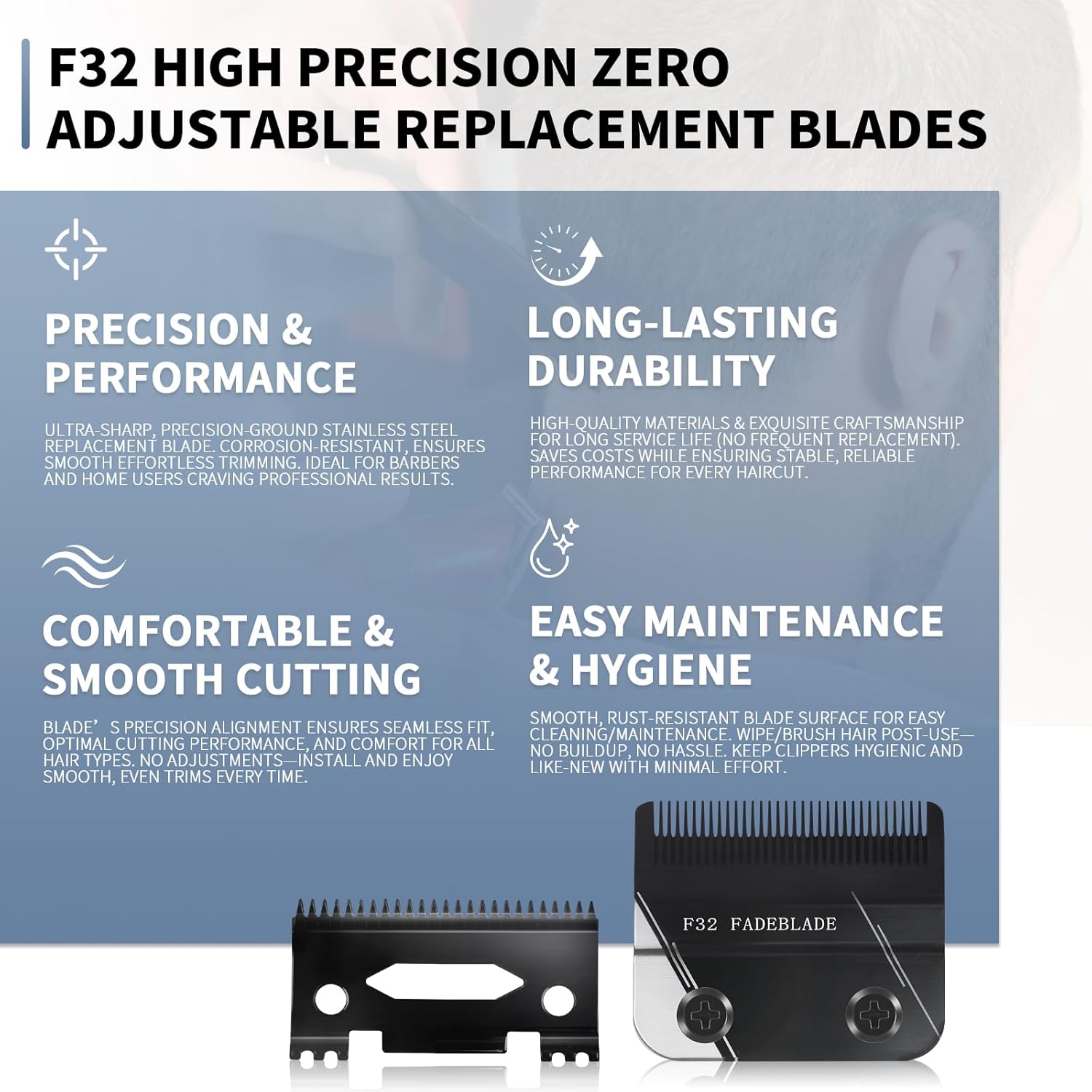 Wahl F32 Professional Fadeout Blade - High Precision Zero Adjustable Replacement Blades | 1 Pack