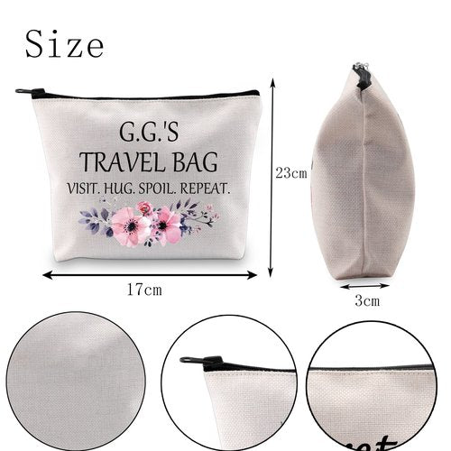 POFULL GG Gift Grandma Gift G.G.'S Travel Bag Visit Hug Spoil Repeat Travel Cosmetic Pouch GG Mother Day’s Gift (G.G.'S Travel Bag)