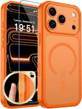 Zapica Magnetic iPhone 17 Pro Max Case - Upgraded Camera Control Button & Full Protection | Translucent Matte Shockproof Cover in Starry Orange