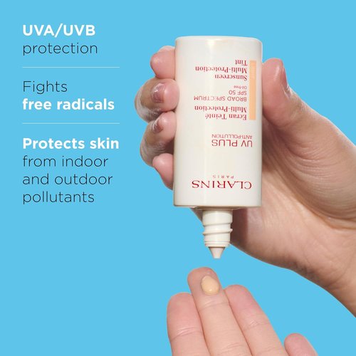 Clarins UV Plus Anti-Pollution Tinted Face Sunscreen - Broad Spectrum SPF 50 | Lightweight, Oil-Free Protection