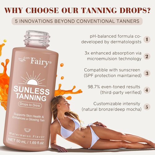 Skiennix Tanning Drops - Sunless Drinkable Tanning Solution for Face & Body | 50ml, Promotes Healthy Skin