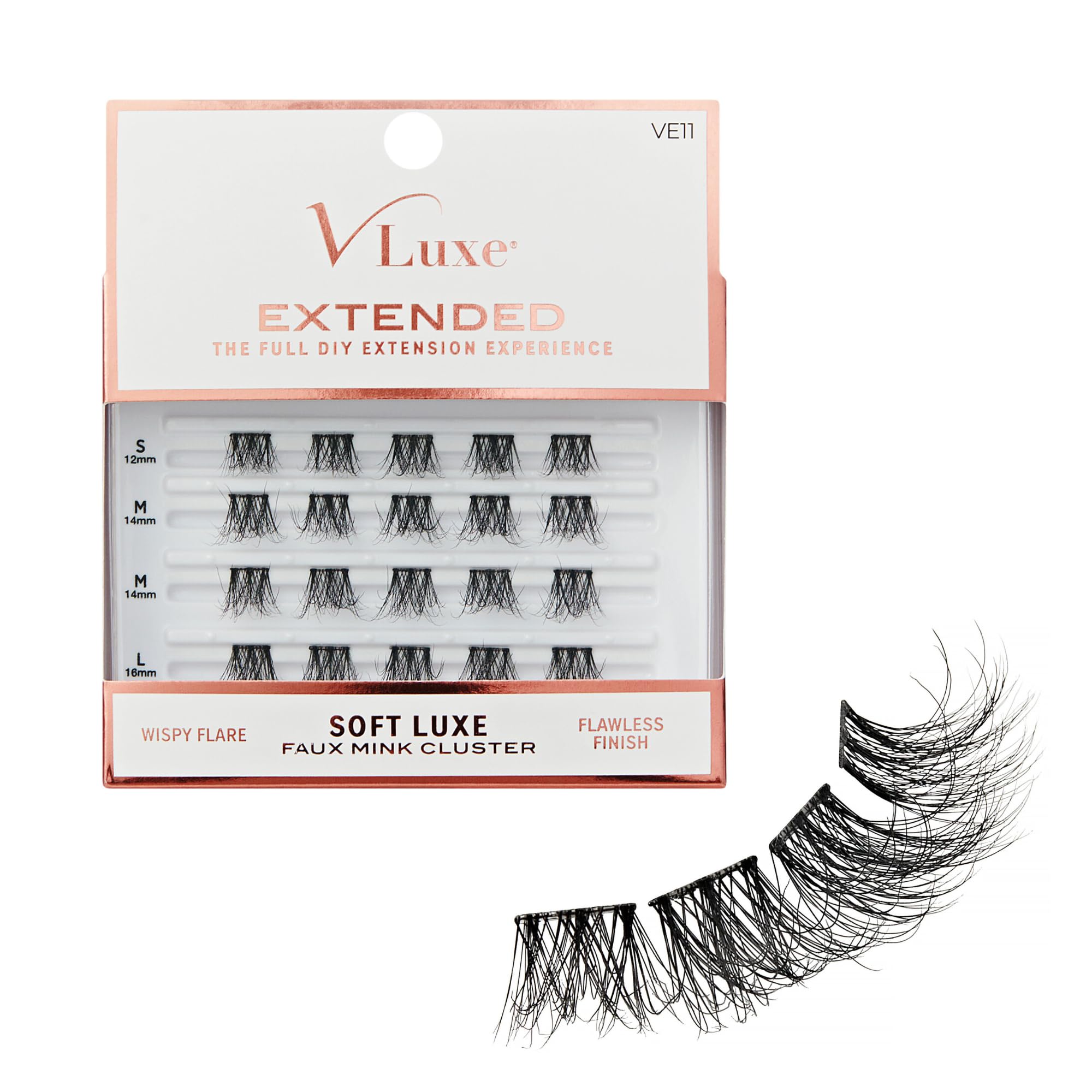VLuxe Soft Luxe Faux Mink Lash Cluster, 12-16mm Seamless DIY Lash Extensions, Volume & Wispy Fans, Luxurious Soft Fibers, Ultra Comfort False Eyelashes with Lightweight Thin Band for Natural Blending