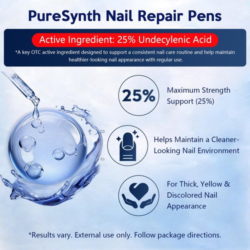 Extra Strength Nail Fungus Repair Pen (OTC Maximum Strength), 25% Undecylenic Acid + Aloe & Vitamin E, For Thick Yellow Discolored Nails,24 mL (0.81 fl oz) Total,1-Pack,Designed in USA