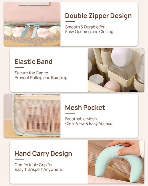 Carttiya Makeup Bag, Big Coloueful Make Up Bag for Women Girls Cosmetic Bag (Pastel Pink)