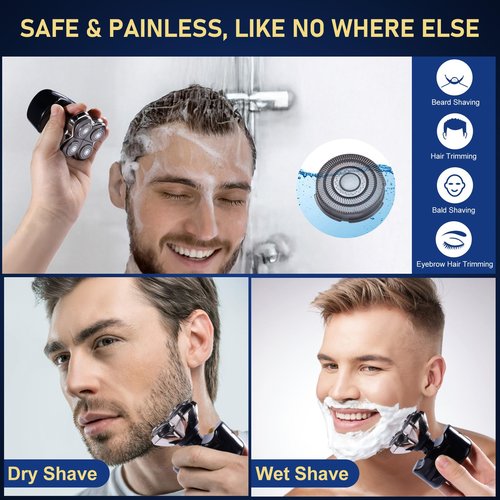 4pcs Shaver Replacement Blades for Skull Shaver Pitbull Boron PRO,Triple-ring Shaver Replacement Heads Compatible with Skull Shaver Pitbull Gold/Silver/Platinum/Diamond Pro Shaver and Palm Shaver