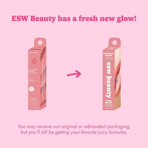 ESW Beauty Strawberry Banana Smoothie Lip Treatment - Hydrating Soft Pink Nude Tint with Shea Butter & Hyaluronic Acid