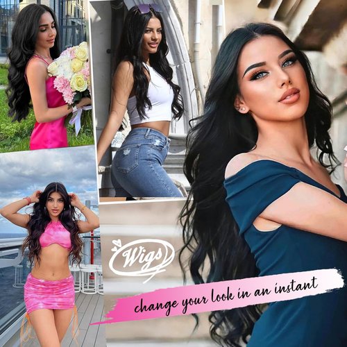 draconenee V Part Wig Human Hair 14 inch Upgrade U Part Wigs Body Wave for Black Women Beginner Friendly No Sew In and No Leave Out Glueless Brazilian Virgin Hair Natural Black Color 180% Density