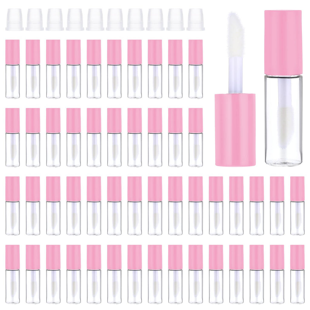 WLLHYF 100 Pcs Mini Lip Gloss Tubes, Refillable Lip Balm Bottle Transparent Empty Containers Travel Personal Cosmetic Inserts Cosmetic Tools Mini Lipstick Containers for Women DIY Makeup (Pink)