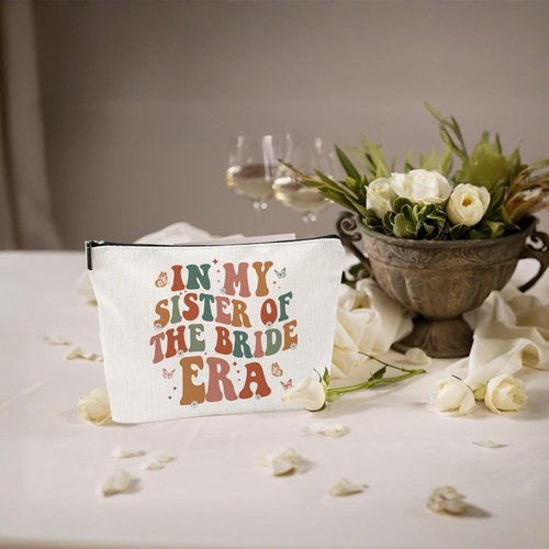 Baobeily In My Sister Of The Bride Era Makeup Bag, Cosmetic Bag Gift for Sister Of The Bride, Wedding Makeup Bag for Bridesmaid
