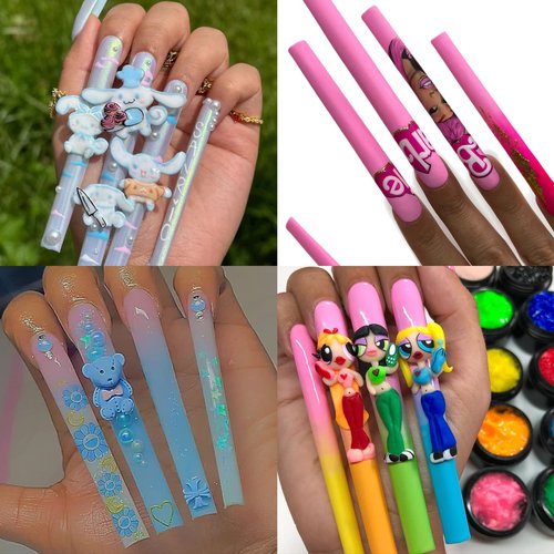 HWHUNO 5XL Extra Long Tapered Square Full Cover Nail Tips No Curved,3.9" Straight Salon Home DIY Professional,240Pcs(12Size)