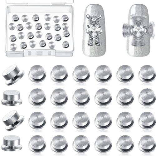 Leelosp 30 Pieces Spinning Nail Charms Nail Art Rotating Charm Bearing Art Tool Rings Jewelry Rotating Tools 3D for Women Girls Crafting Jewelry Accessories(Silver,0.16 x 0.2 x 0.1 Inches)