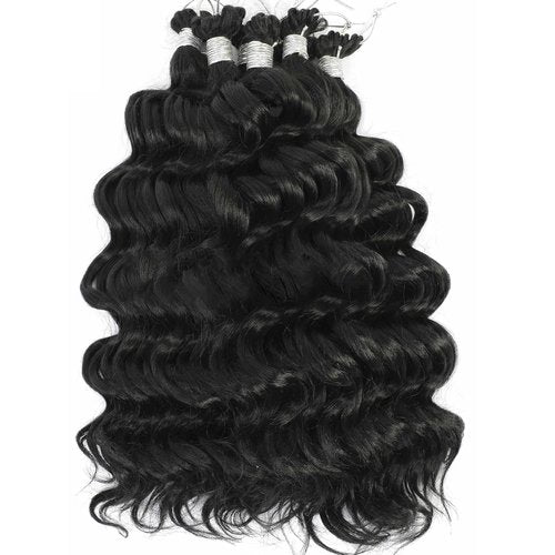 7 Packs Ocean Wave Crochet Hair 18 Inch Long Curly Braiding Deep Ocean Wave Hair Short Wavy Crochet Braids Synthetic Hair Extensions for Women (18Inch (Pack of 7), 1B)
