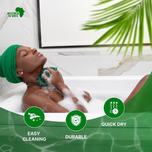 MOTHER AFRICA African Net Sponge Authentic with Knots 2 Pack Black Owned Exfoliating Body Scrubber Bath Sponge for Shower Washcloth Loofah Gentle Deep Cleansing Back Scrubber Face & Body Men & Women