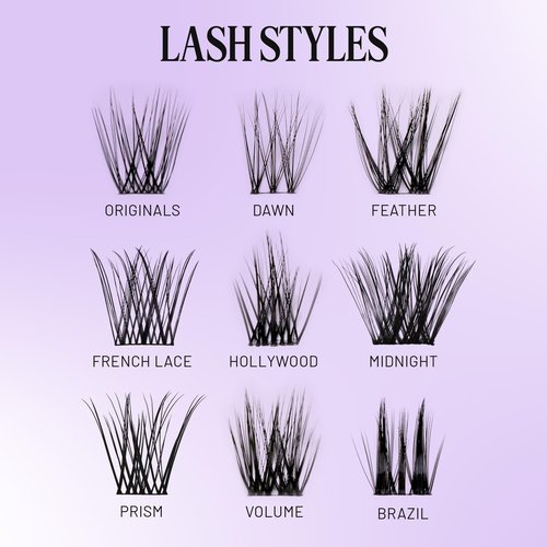 Lilac St - Feather Natural Faux Eyelash Clusters (12mm, 3 Pack) - Cat Eye Look - DIY Lash Extension Wisps - Lightweight & Lifelike - Lasts 10 Days - Cruelty Free, Vegan, Women Founded - 30 Lashes