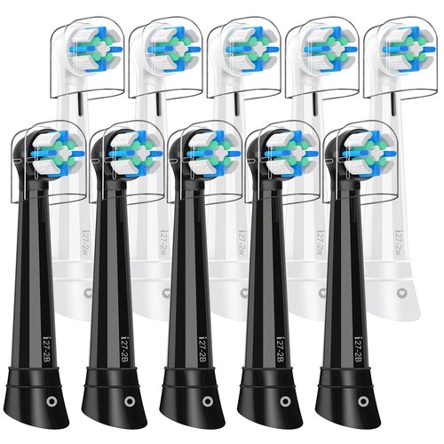 10 Pack Replacement Heads Compatible with Oral B IO 2/3/4/5/6/7/8/9/10/Deep Clean Series Electric Toothbrush, Brush Heads Refill Compatible with Oral B IO for Teeth and Gums Care (Black/White)